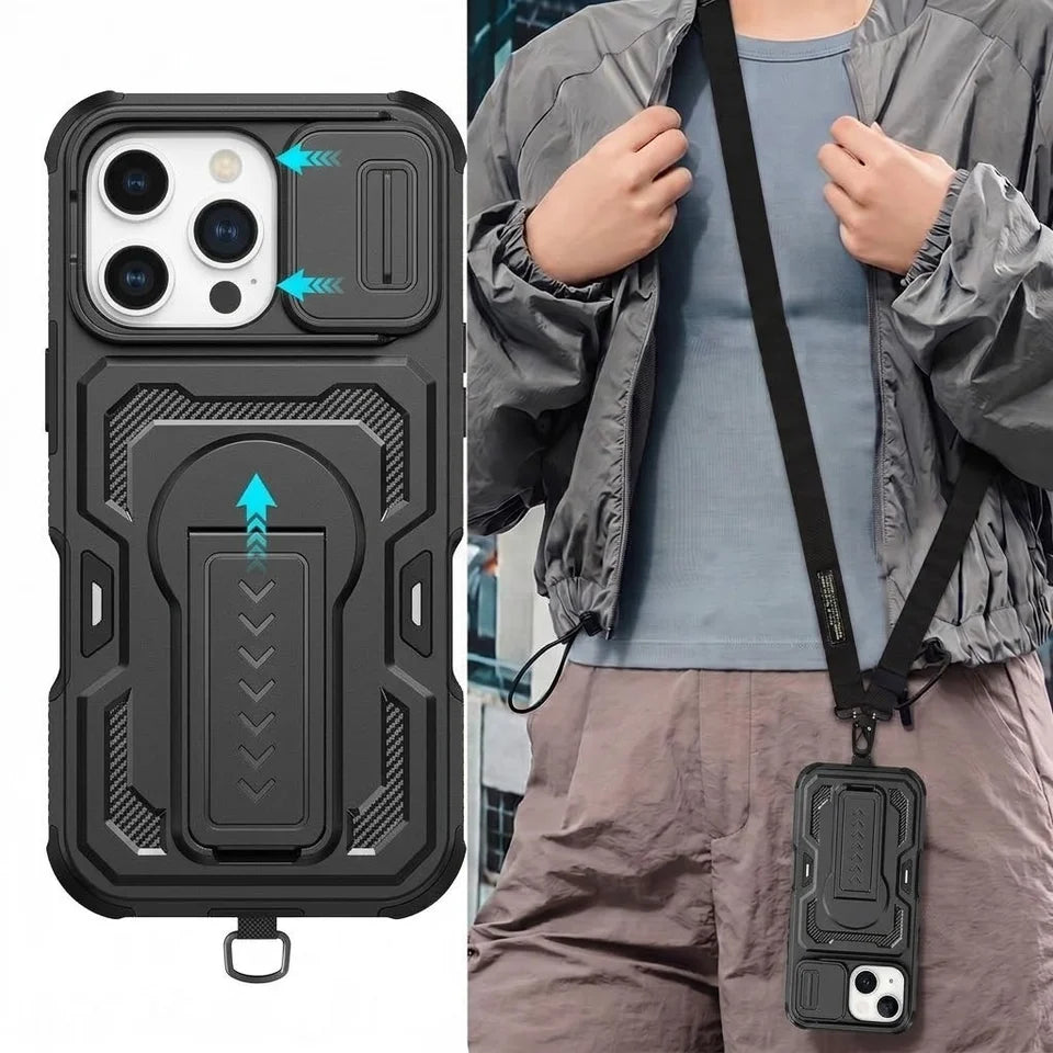 Sports Lanyards Case for Iphone 16 Pro Max 17 Air 18 Pro 16e 17e Iphone16 Iphone17 Best Protective Military Cell Phone Cover